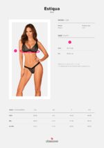 (SALE) Мереживний бюстгальтер із трикутною чашкою Obsessive Estiqua bra XS/S, чорний, широкі лямки - Зображення 5