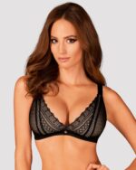 (SALE) Мереживний бюстгальтер із трикутною чашкою Obsessive Estiqua bra XS/S, чорний, широкі лямки