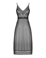 (SALE) Напівпрозора довга сорочка Obsessive Estiqua chemise XS/S, чорний, асиметричний крій - Зображення 5