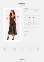 (SALE) Напівпрозора довга сорочка Obsessive Estiqua chemise M/L, чорний, асиметричний крій - Зображення 7