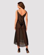 (SALE) Напівпрозора довга сорочка Obsessive Estiqua chemise M/L, чорний, асиметричний крій - Зображення 4