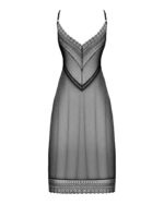 (SALE) Напівпрозора довга сорочка Obsessive Estiqua chemise XL/2XL, чорний, асиметричний крій - Зображення 6
