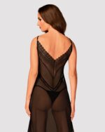 (SALE) Напівпрозора довга сорочка Obsessive Estiqua chemise XL/2XL, чорний, асиметричний крій - Зображення 2