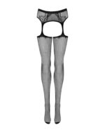 Сітчасті панчохи-стокінги з візерунком на сідницях Obsessive Garter stockings S232 S/M/L, чорні, імі - Зображення 5