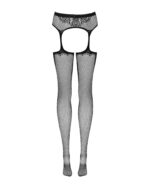 Сітчасті панчохи-стокінги з візерунком на сідницях Obsessive Garter stockings S232 S/M/L, чорні, імі - Зображення 6