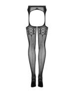 Сітчасті панчохи-стокінги зі стрілкою Obsessive Garter stockings S314 S/M/L, чорні, імітація гартері - Зображення 6