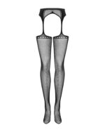 Сітчасті панчохи-стокінги зі стрілкою Obsessive Garter stockings S314 S/M/L, чорні, імітація гартері - Зображення 5