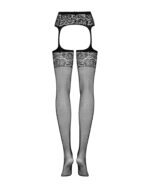 Сітчасті панчохи-стокінги з імітацією гартерів Obsessive Garter stockings S500S/M/L, чорні, з доступ - Зображення 5