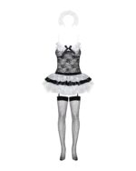 Еротичний костюм покоївки зі спідницею Obsessive Housemaid 5 pcs costume L/XL, чорно-білий, топ з пі - Зображення 5