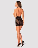 Напівпрозора сорочка з відкритими грудьми Obsessive Lacrisia chemise XL/2XL, чорна, з чокером - Зображення 4