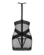Напівпрозора сорочка з відкритими грудьми Obsessive Lacrisia chemise XL/2XL, чорна, з чокером - Зображення 5