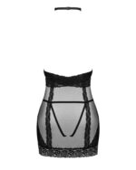 Напівпрозора сорочка з відкритими грудьми Obsessive Lacrisia chemise XL/2XL, чорна, з чокером - Зображення 6