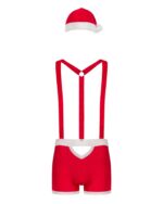 Чоловічий еротичний костюм Санта-Клауса Obsessive Mr Claus L/XL, боксери на підтяжках, шапочка з пом - Зображення 5