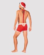 Чоловічий еротичний костюм Санта-Клауса Obsessive Mr Claus L/XL, боксери на підтяжках, шапочка з пом - Зображення 4