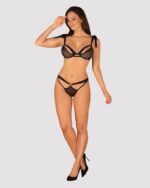 (SALE) Напівпрозорий еротичний комплект Obsessive Obsessivia 2-pcs set black S/M, бюстгальтер та трусики, а - Зображення 3