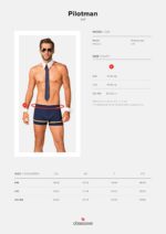 Еротичний костюм пілота Obsessive Pilotman set L/XL, боксери, манжети, комір з краваткою, окуляри - Зображення 7