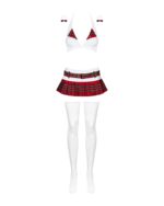 Еротичний костюм школярки з мініспідницею Obsessive Schooly 5pcs costume L/XL, біло-червоний, топ, с - Зображення 5