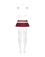 Еротичний костюм школярки з мініспідницею Obsessive Schooly 5pcs costume L/XL, біло-червоний, топ, с - Зображення 6