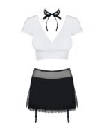 Еротичний костюм секретарки Obsessive Secretary suit 5pcs black L/XL, чорно-білий, топ, спідниця, ст - Зображення 5