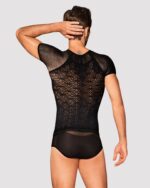 Чоловіча напівпрозора футболка з орнаментом Obsessive T102 T-shirt S/M/L, чорна - Зображення 2