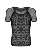 Чоловіча напівпрозора футболка з орнаментом Obsessive T102 T-shirt S/M/L, чорна - Зображення 6