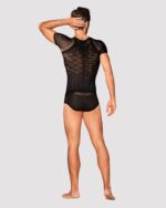 Чоловіча напівпрозора футболка з орнаментом Obsessive T102 T-shirt S/M/L, чорна - Зображення 4