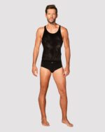 Чоловіча напівпрозора майка-борцовка з візерунком Obsessive T103 tank top S/M/L, чорна - Зображення 3