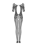 (SALE) Сітчастий бодістокінг з квітковим малюнком Obsessive Bodystocking F238 S/M/L, black, з доступом, імі - Зображення 4