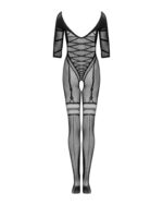 (SALE) Сітчастий бодістокінг з імітацією підв’язок Obsessive Bodystocking G329 S/M/L, black, з доступом - Зображення 4