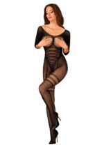 (SALE) Сітчастий бодістокінг з імітацією підв’язок Obsessive Bodystocking G329 S/M/L, black, з доступом - Зображення 5
