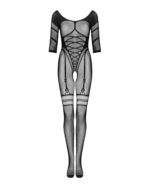 (SALE) Сітчастий бодістокінг з імітацією підв’язок Obsessive Bodystocking G329 XL/XXL, black, з доступом - Зображення 3