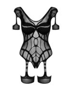 (SALE) Нейлоновий бодістокінг з імітацією гартер Obsessive Bodystocking G334 S/M/L, black, з доступом - Зображення 3