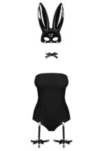 (SALE) Еротичний костюм кролика Obsessive Bunny costume S/M, black, боді, чокер, гартери, панчохи, маска - Зображення 3