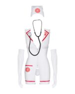 Еротичний костюм медсестри Obsessive Emergency dress S/M, white, сукня, стринги, рукавички, чепчик, - Зображення 2