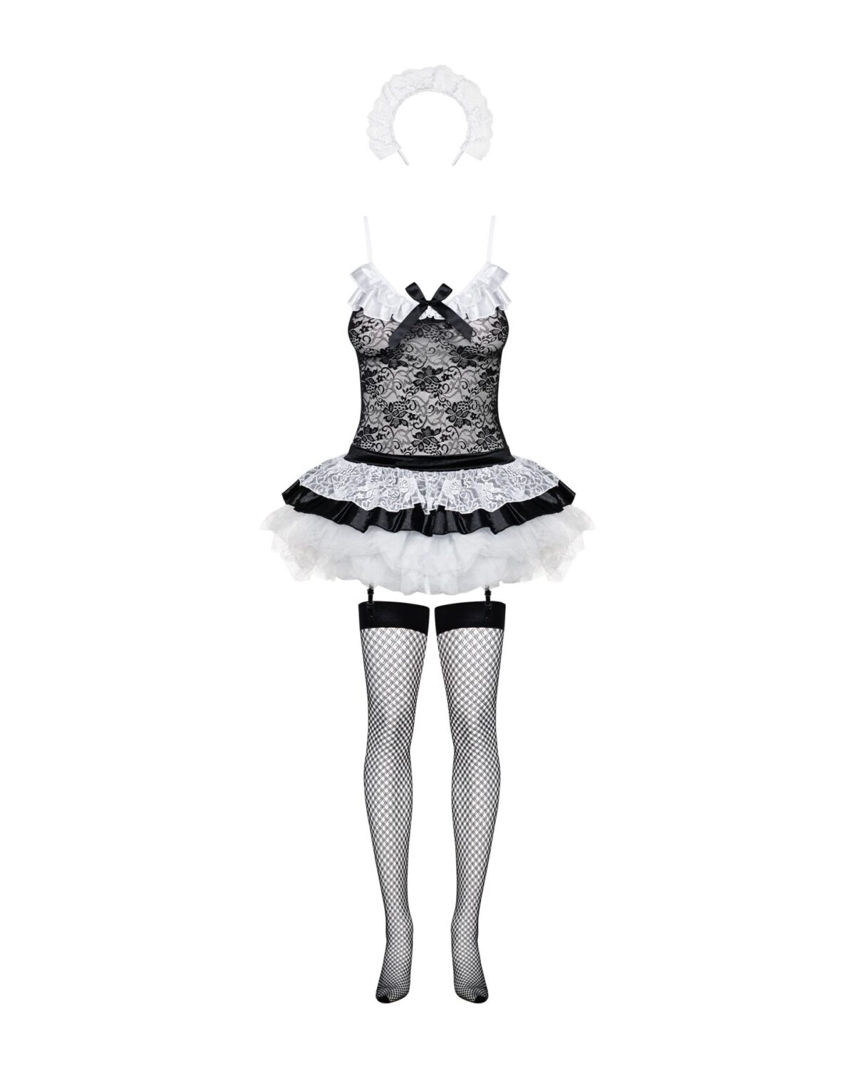 Еротичний костюм покоївки зі спідницею Obsessive Housemaid 5 pcs costume S/M, black, топ, спідниця, - Зображення 3