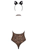 Еротичний костюм леопарда Obsessive Leocatia teddy L/XL, боді, обруч з вушками - Зображення 4