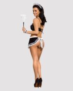 Атласний еротичний костюм покоївки Obsessive Maid set S/M, black, 5 предметів - Зображення 7