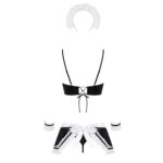 Атласний еротичний костюм покоївки Obsessive Maid set S/M, black, 5 предметів - Зображення 4