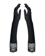 Високі рукавички з каменями та мереживом Obsessive Miamor gloves, black