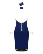 Еротичний костюм стюардеси Obsessive Stewardess uniform XS/S, blue, сукня, пілотка, шарф, манжети - Зображення 4