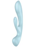 Двосторонній вібратор-кролик Satisfyer Triple Oh Light Blue, 3 мотори, руків’я-масажер - Зображення 5