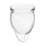 Набір менструальних чаш Satisfyer Feel Confident (Transparent), 15мл та 20мл, мішечок для зберігання - Зображення 2