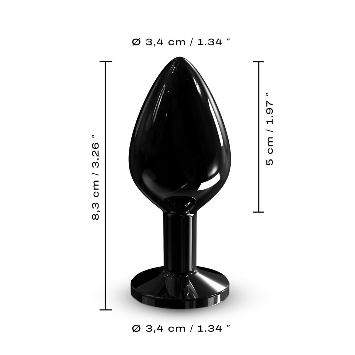 Металева анальна пробка з кристалом Dorcel Diamond Plug Black M - Зображення 5