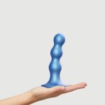 Насадка для страпона Strap-On-Me Dildo Plug Balls Blue Metallic M - Зображення 3