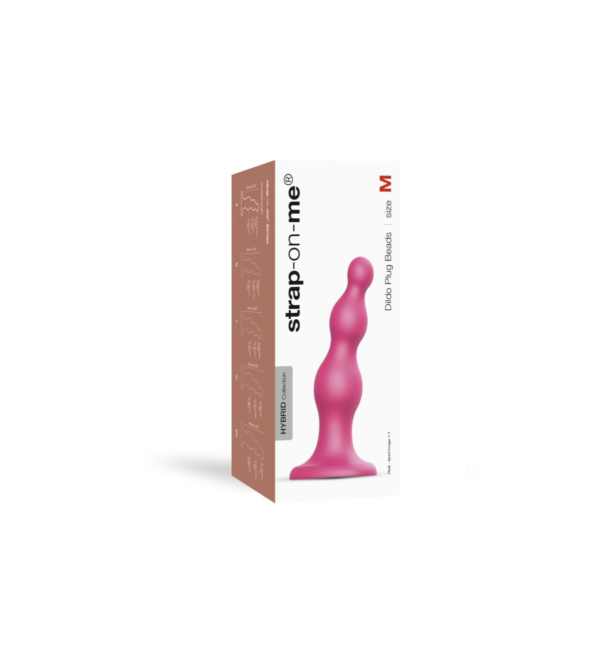 Насадка для страпона Strap-On-Me Dildo Plug Beads Framboise Metallic M - Зображення 4