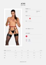 (SALE) Гартери Obsessive A741 garter belt black O/S, штучна шкіра - Зображення 5
