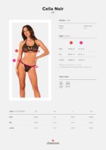 Напівпрозорий комплект Obsessive Celia Noir 2-pcs set M/L, бюстгальтер, стрінги - Зображення 5