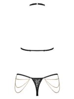 Комплект із ланцюжками Obsessive Pantheria 2-pcs set black L/XL, бюстгальтер, трусики - Зображення 4