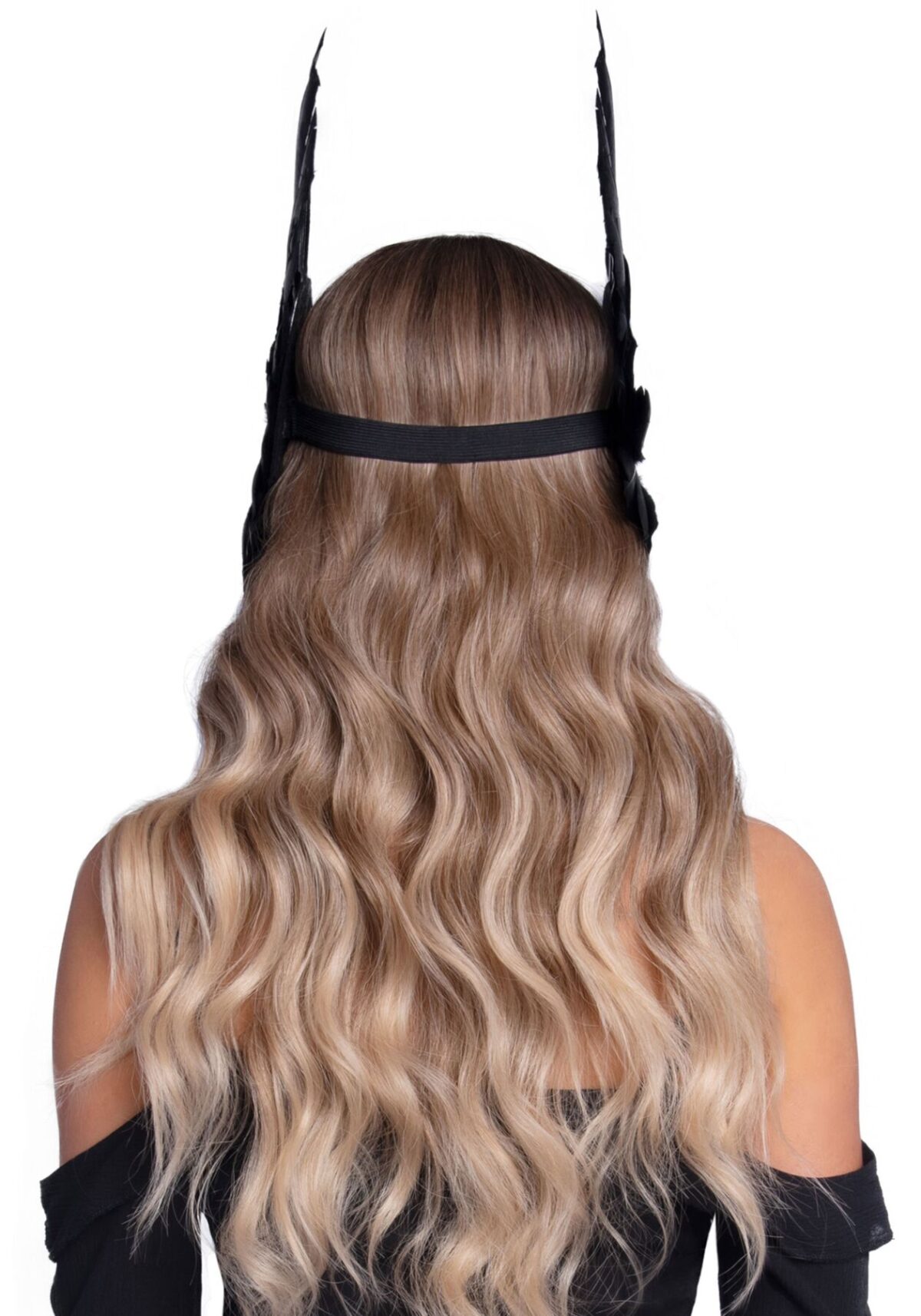 Пов’язка на голову з крилами Leg Avenue Feather headband Black, пір’я та натуральна шкіра - Зображення 2