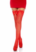 Панчохи-сітка з атласним бантиком Leg Avenue Fishnet Thigh Highs With Bow One size, Red - Зображення 3